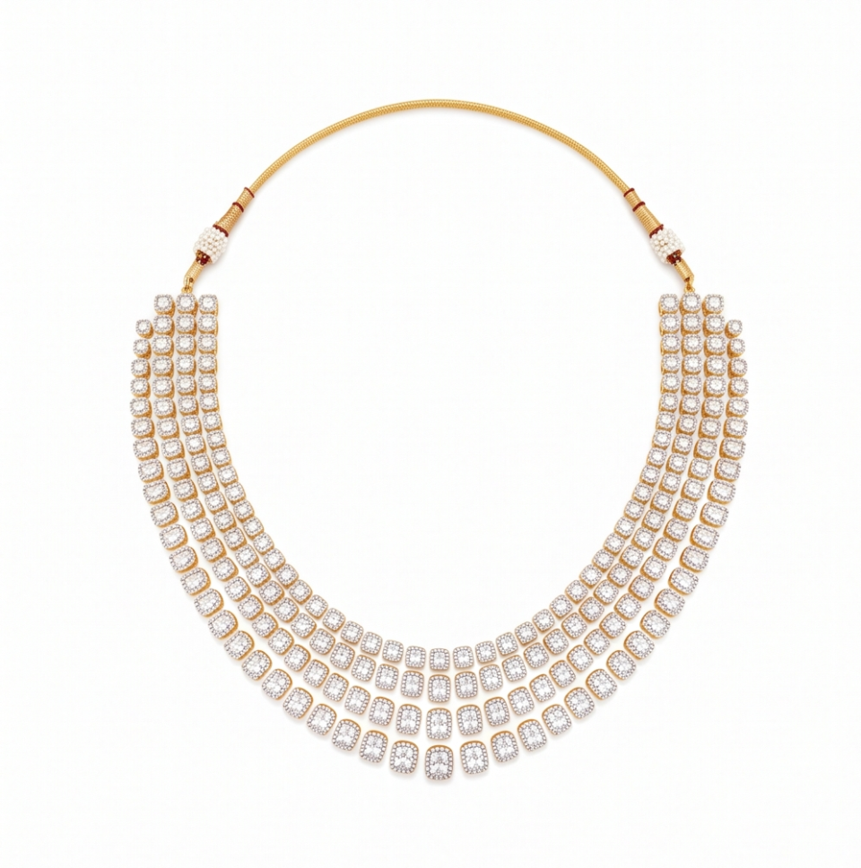 American Diamond Layered Necklace Set