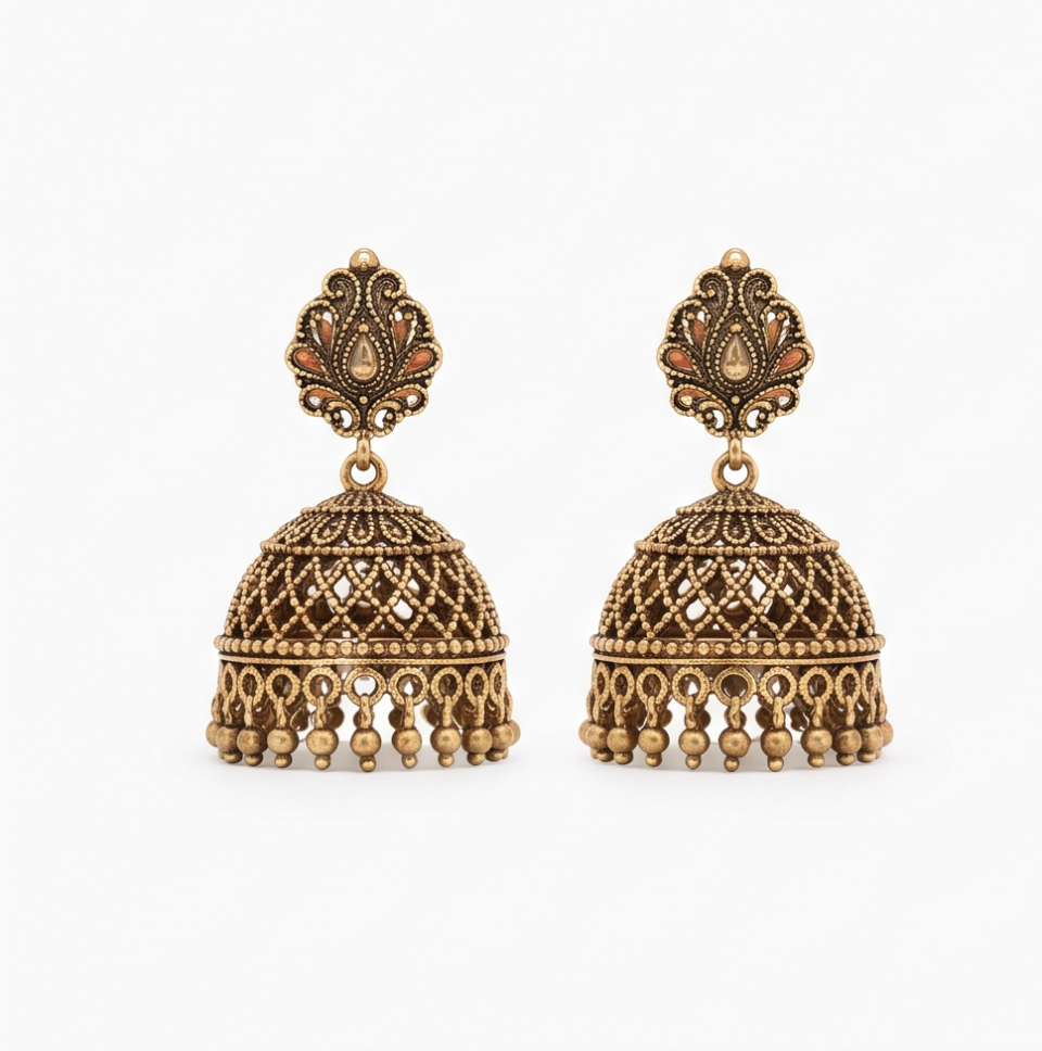 Golden Grill Jhumki Earrings