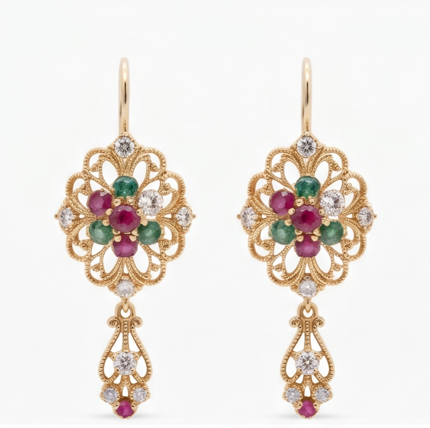 Victorian Floral Drop Earrings