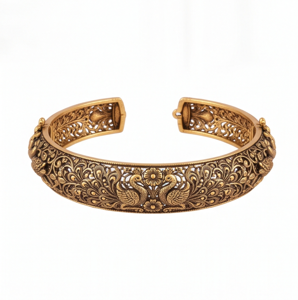Peacock Motif Cuff Bangle