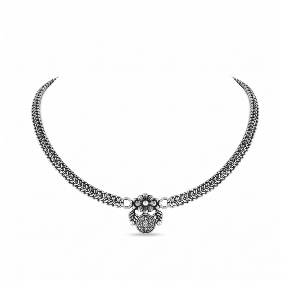Oxidized Silver Anklet