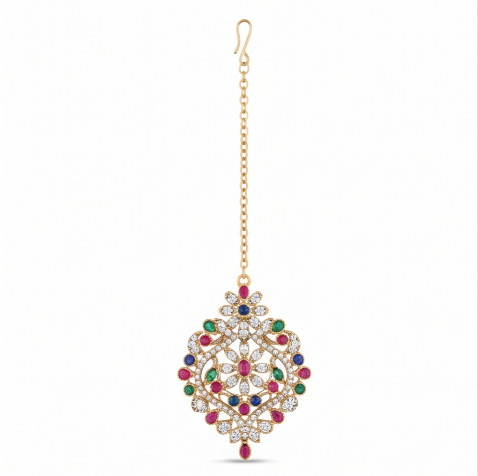 Victorian Floral Maang Tikka