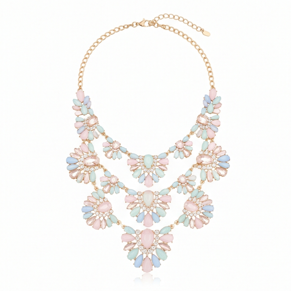 Victorian Pastel Statement Necklace Set