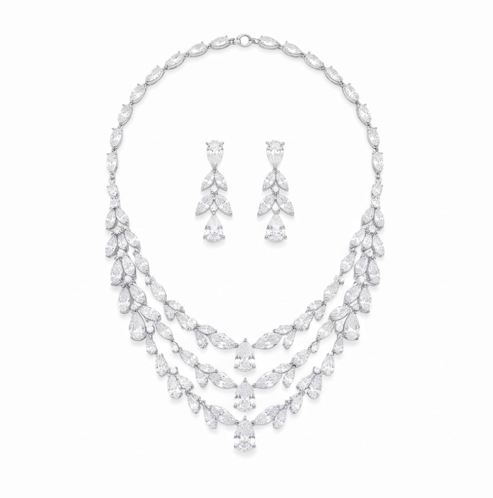 White Zircon Necklace Set